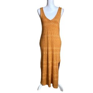 FP Beach Burnt Orange Side Slit Midi Fitted Dress Size Medium